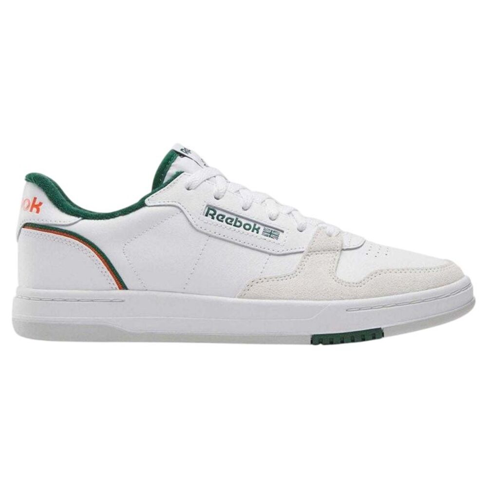 Reebok Mens Leather Court Trainers / White/Green